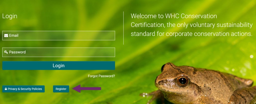 If you are new to the Conservation Certification website, you can register at any time.